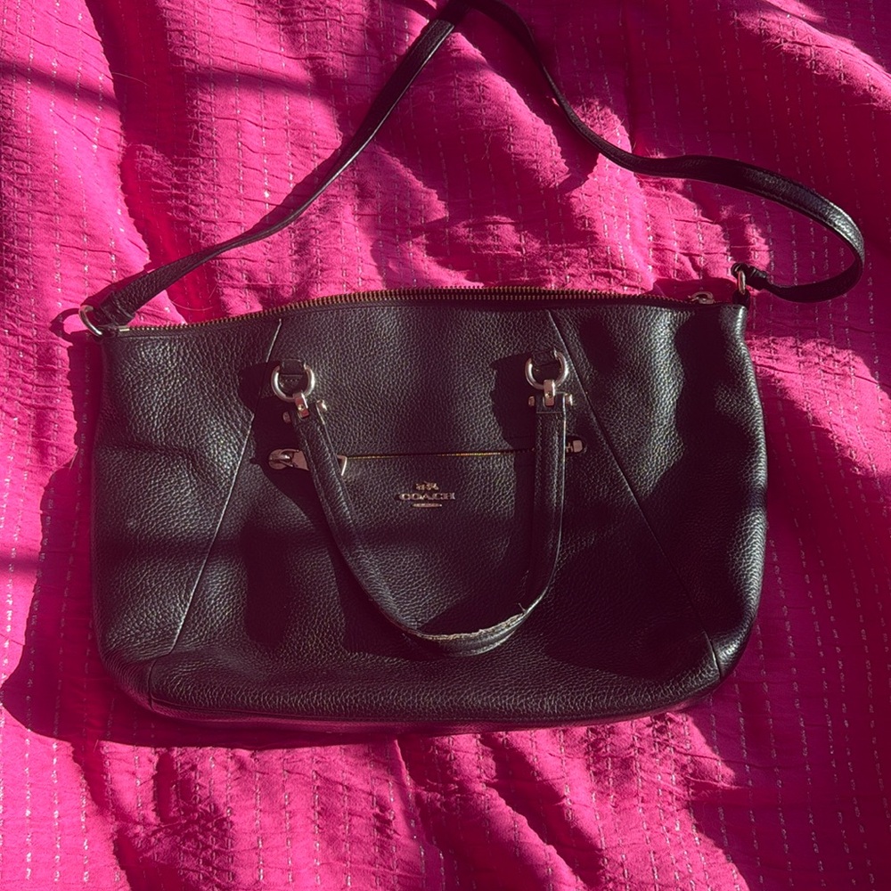 Black coach pebble leather bag